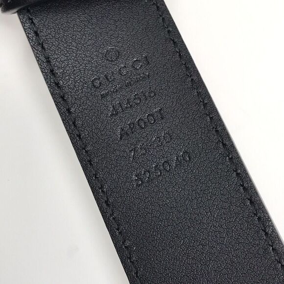 Gucci GG Marmont Thin Belt Black Leather Brass Double G Women Size 75/30 - Picture 10 of 14